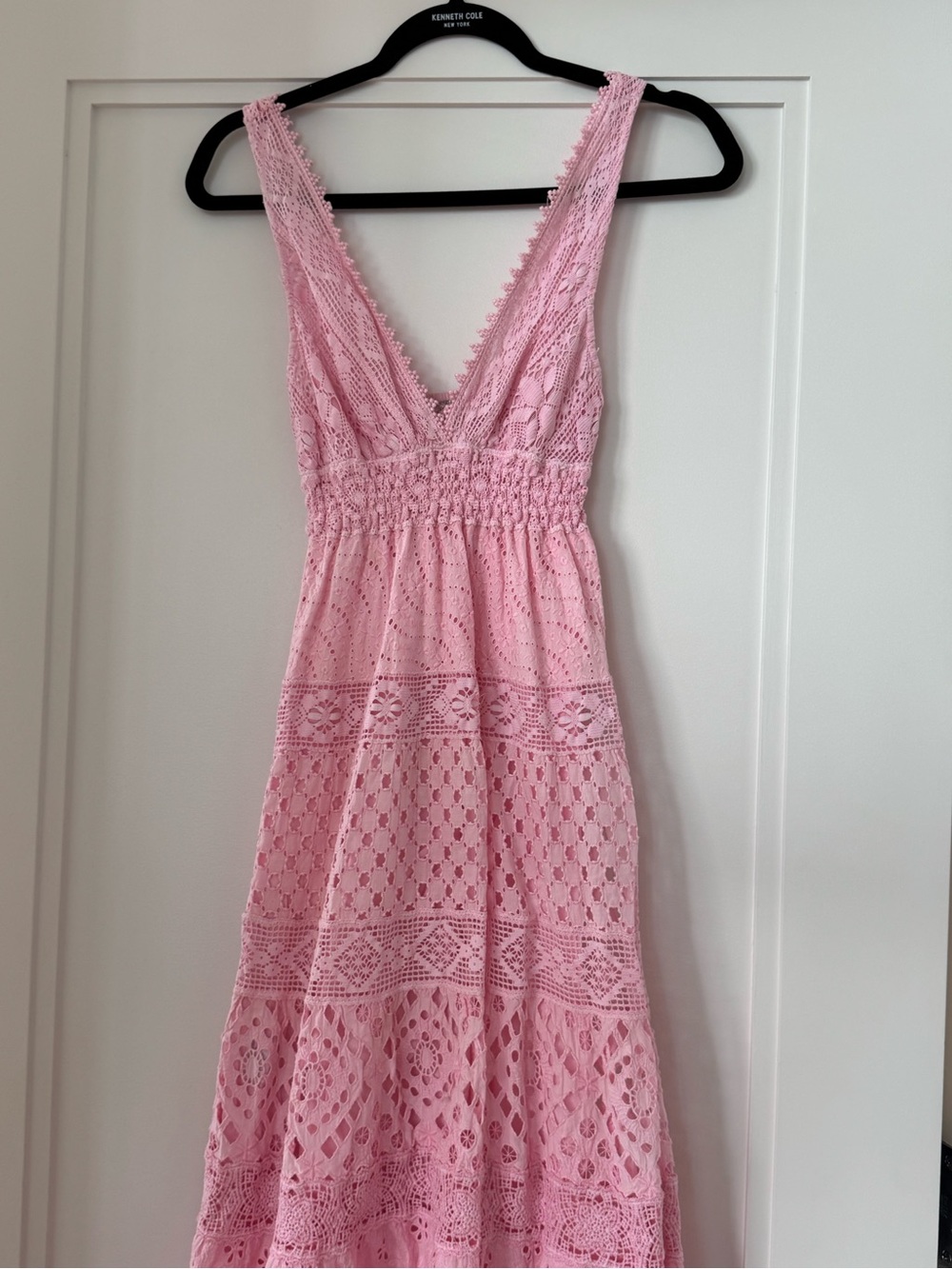 Kenneth Cole Light Pink Crochet Lace Maxi Dress